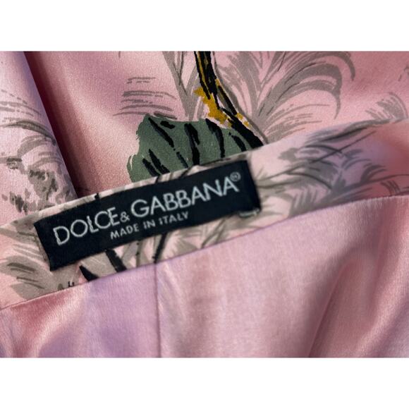 Dolce & Gabbana Pink Floral Print Stretch Silk Midi Skirt Size 38 Italy - Picture 3 of 5